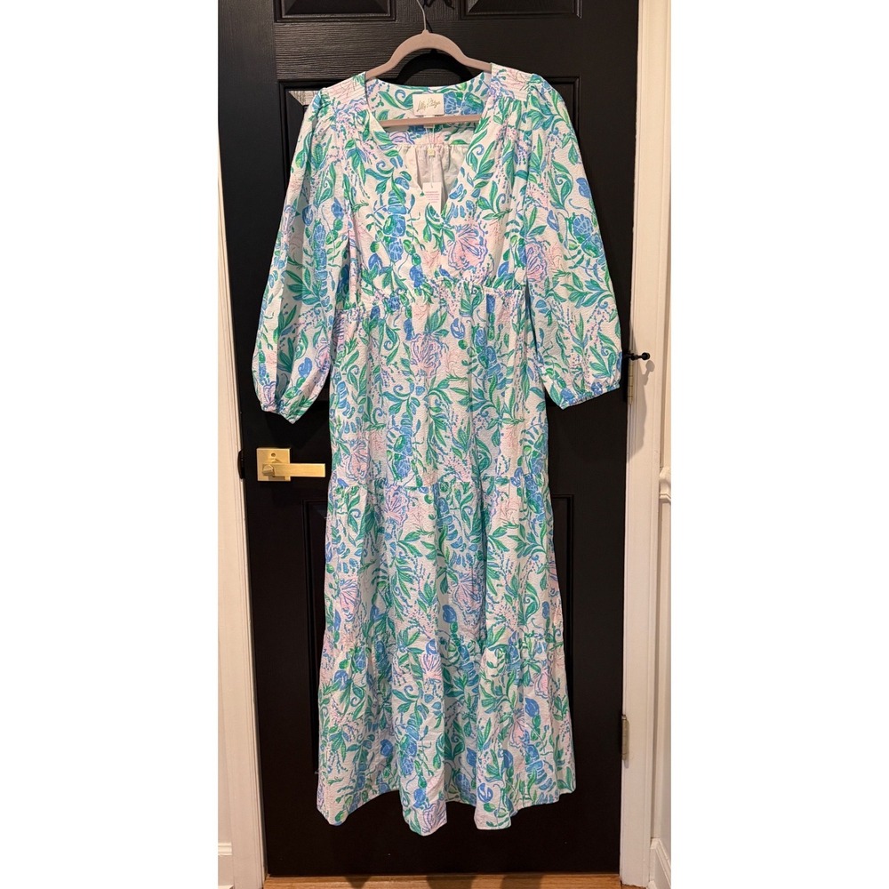 Lilly Pulitzer Deacon V-Neck Maxi Dress Resort White Just A Pinch Floral 16 NWT - Picture 2 of 8